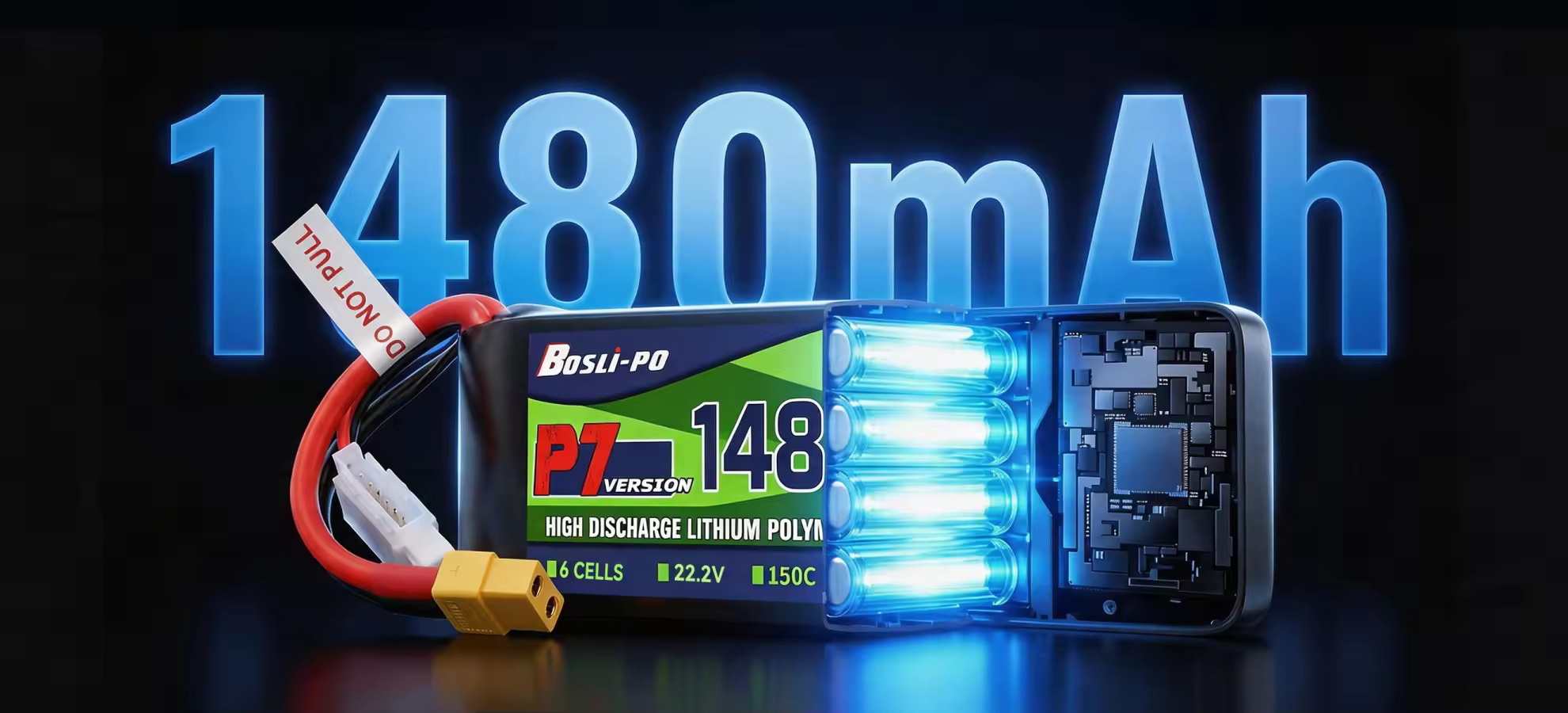 boslipo p7 version 1480mah 150c 6s fpv battery pc capacity