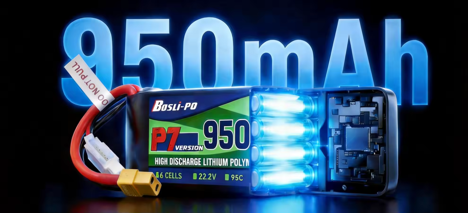 boslipo p7 version 950mah 150c 6s fpv battery pc model