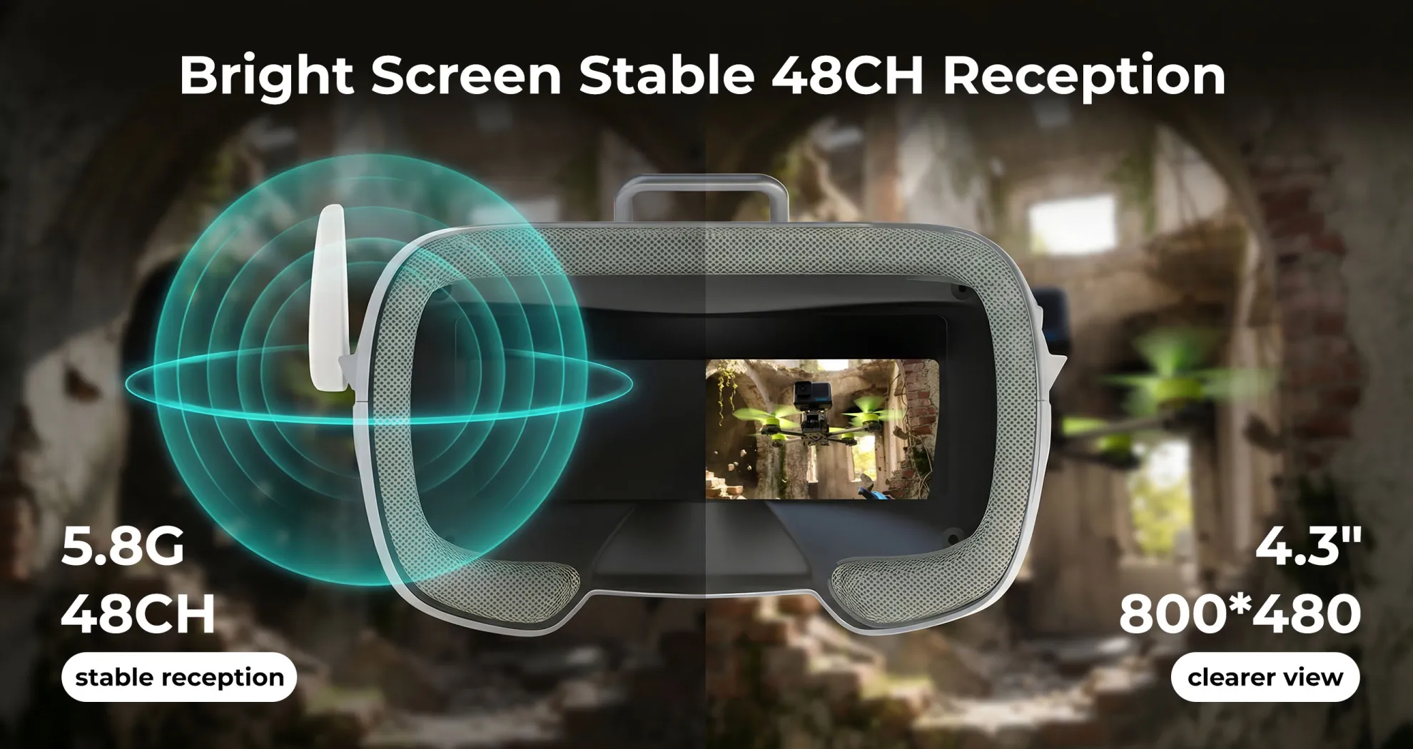 bright 4.3 screen and stable 5.8g reception pc