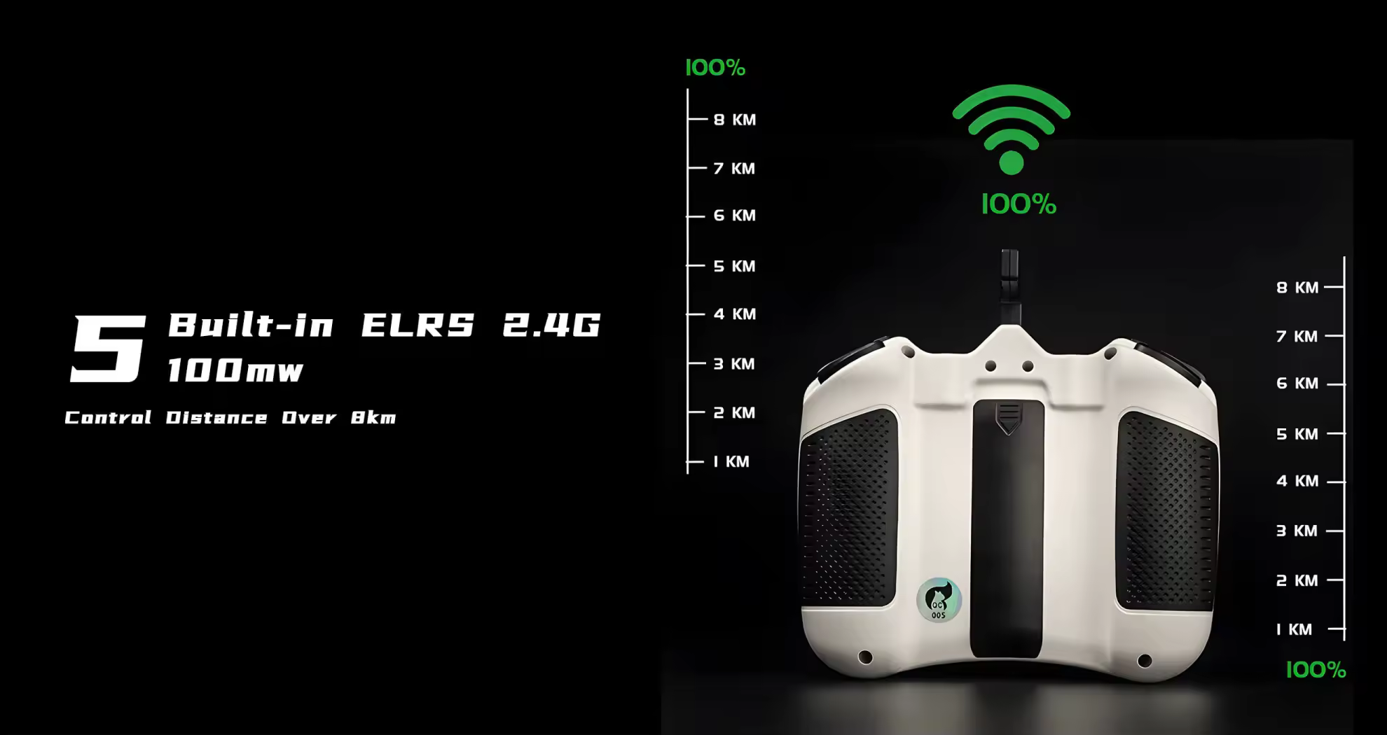 buit in elrs 2.4g 100w control distance over 8km pc