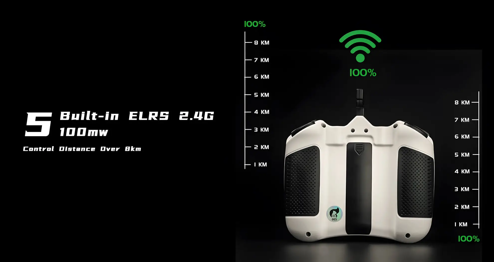 buit in elrs 2.4g 100w control distance over 8km pc