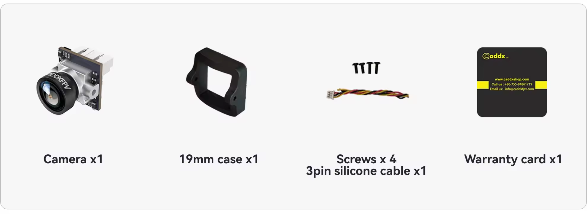 CADDX ANT nano package lists cameras