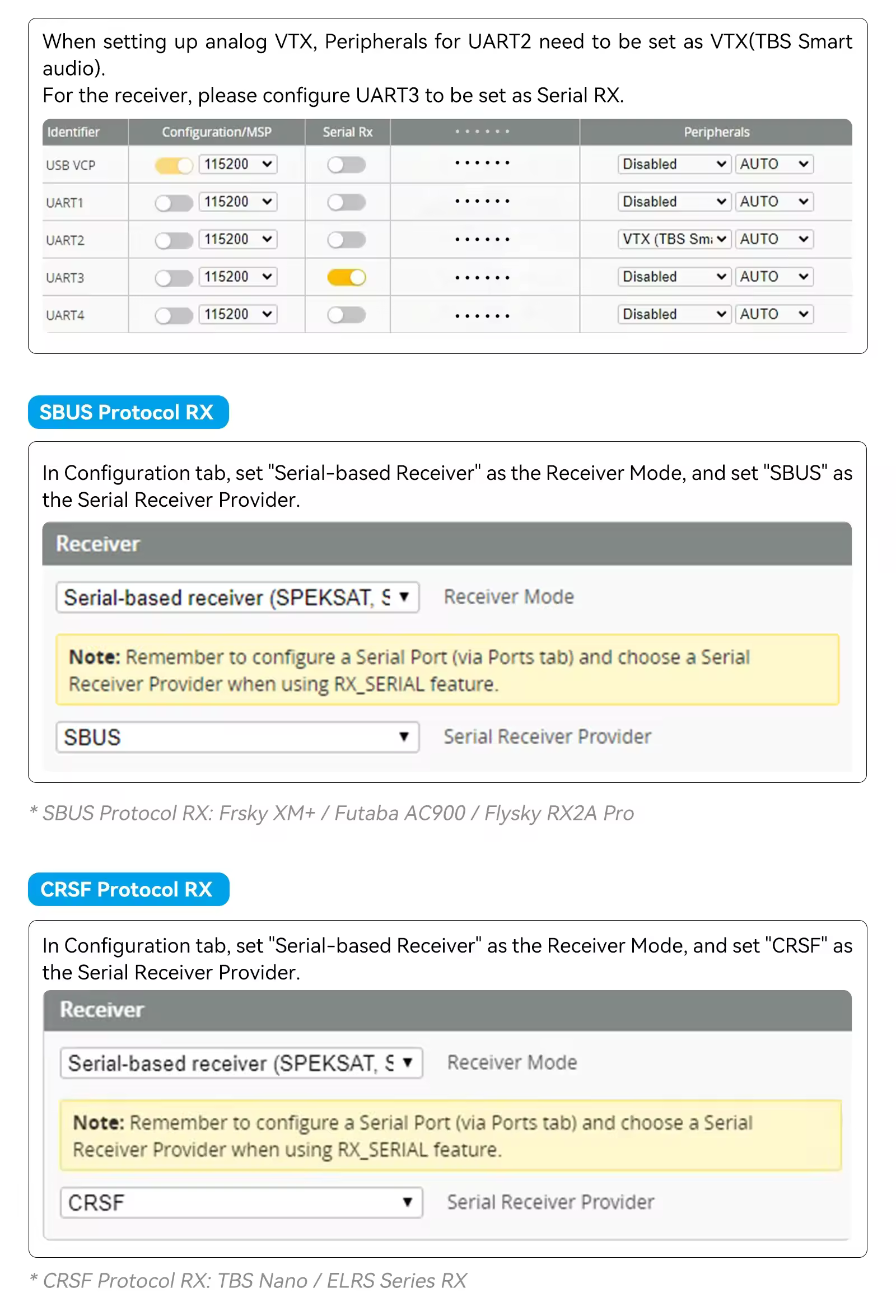 connecting external rx vtx 3