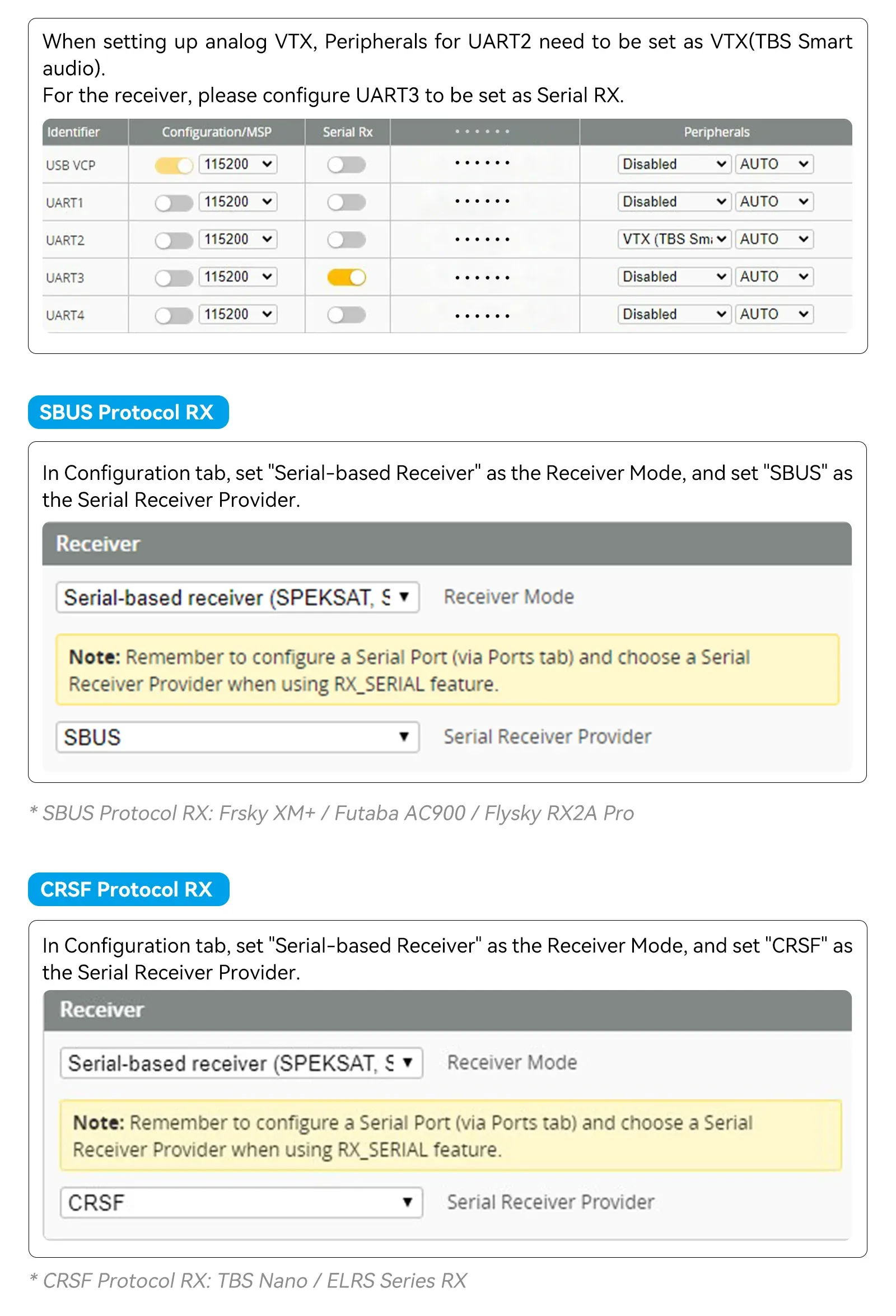 connecting external rx vtx 3