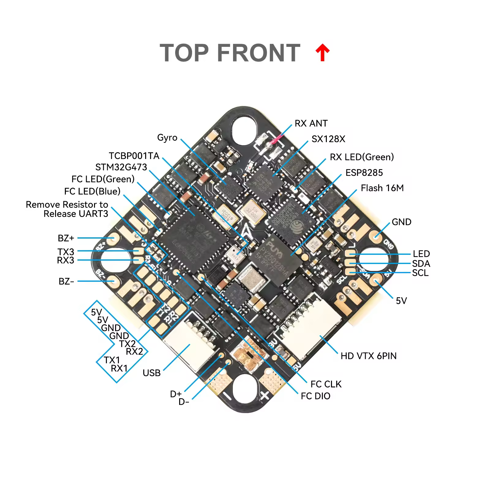 cube 2 4s brushless flight controller top front