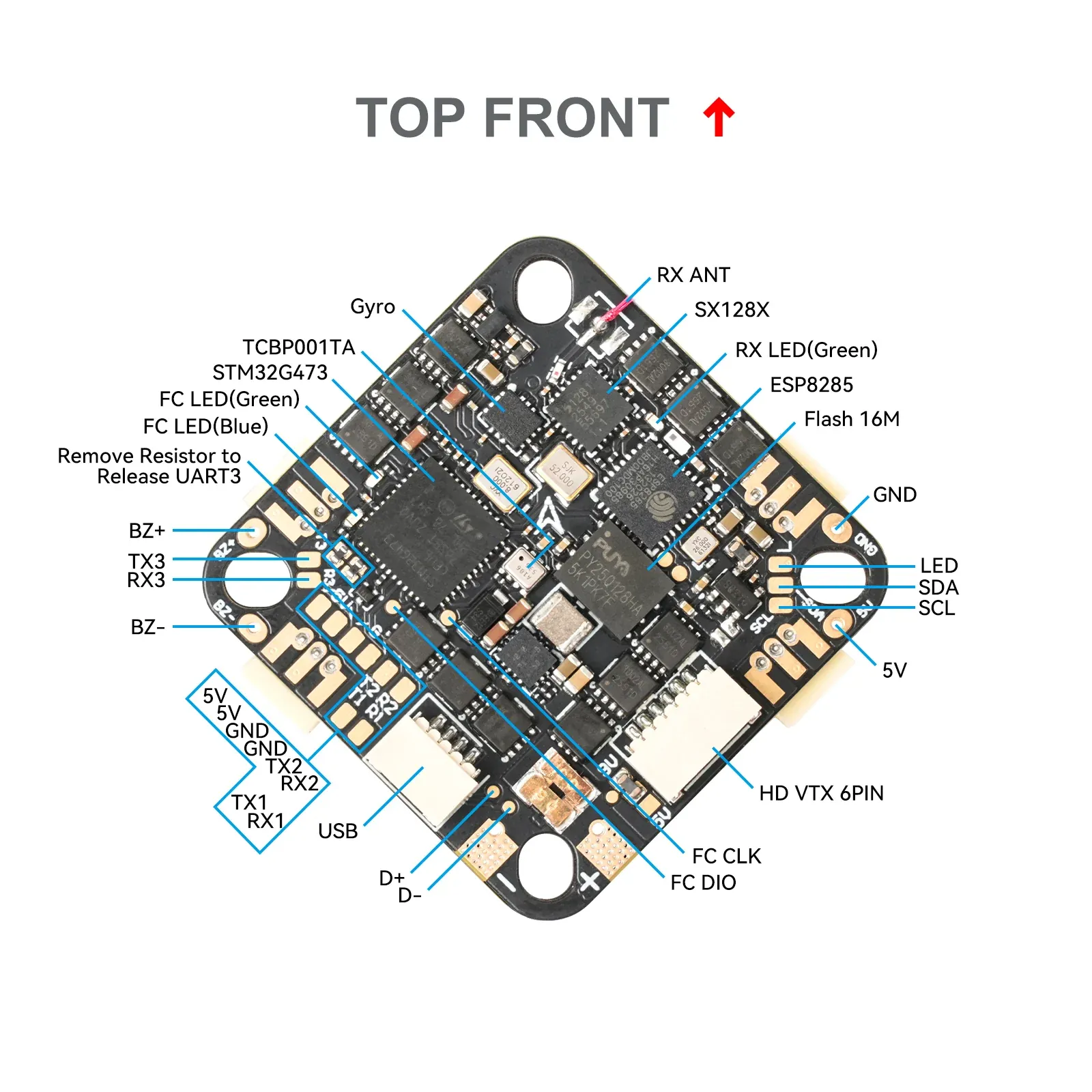 cube 2 4s brushless flight controller top front