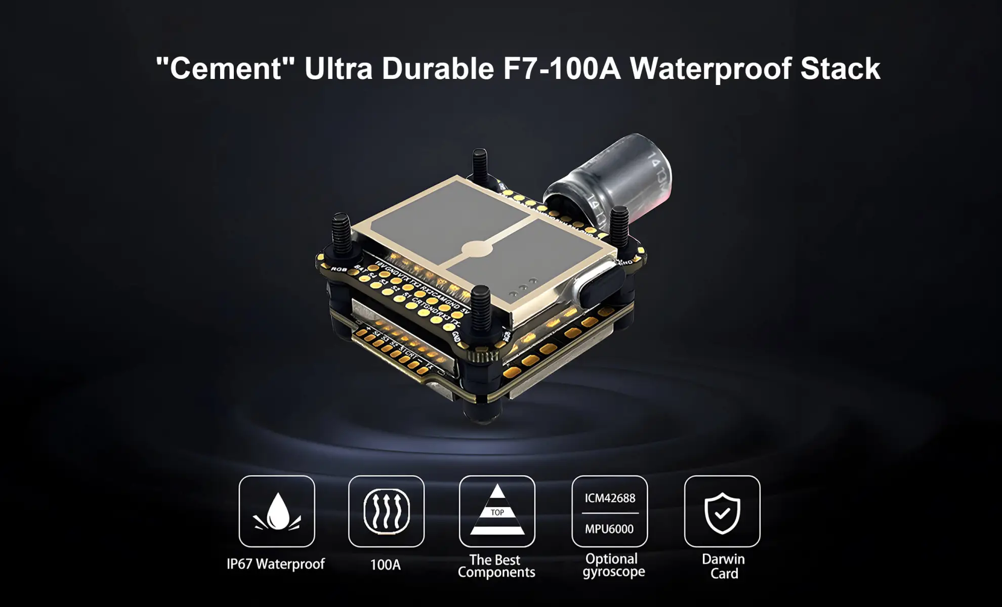 darwinfpv cement ultra durable f4 f7 100a waterproof stack