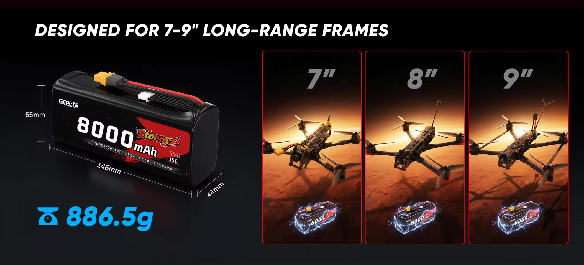 designed for 7 9 inch long range frames pc