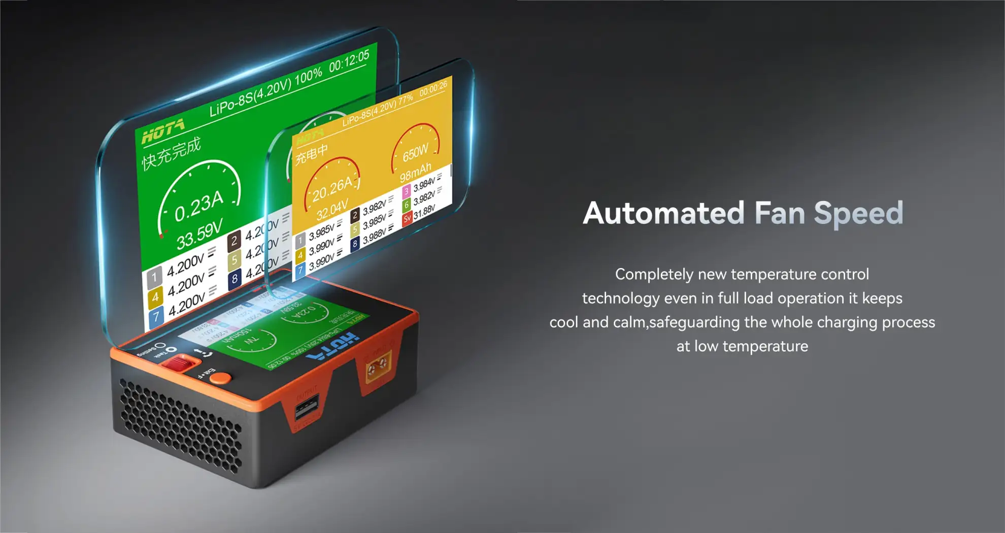 display of different charging statuses pc