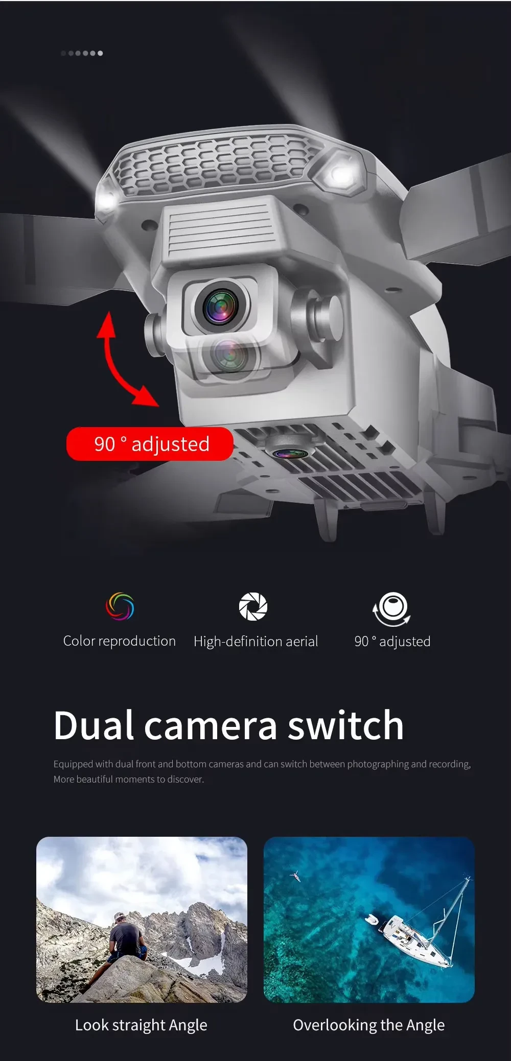 e88 toy drone dual camera switch