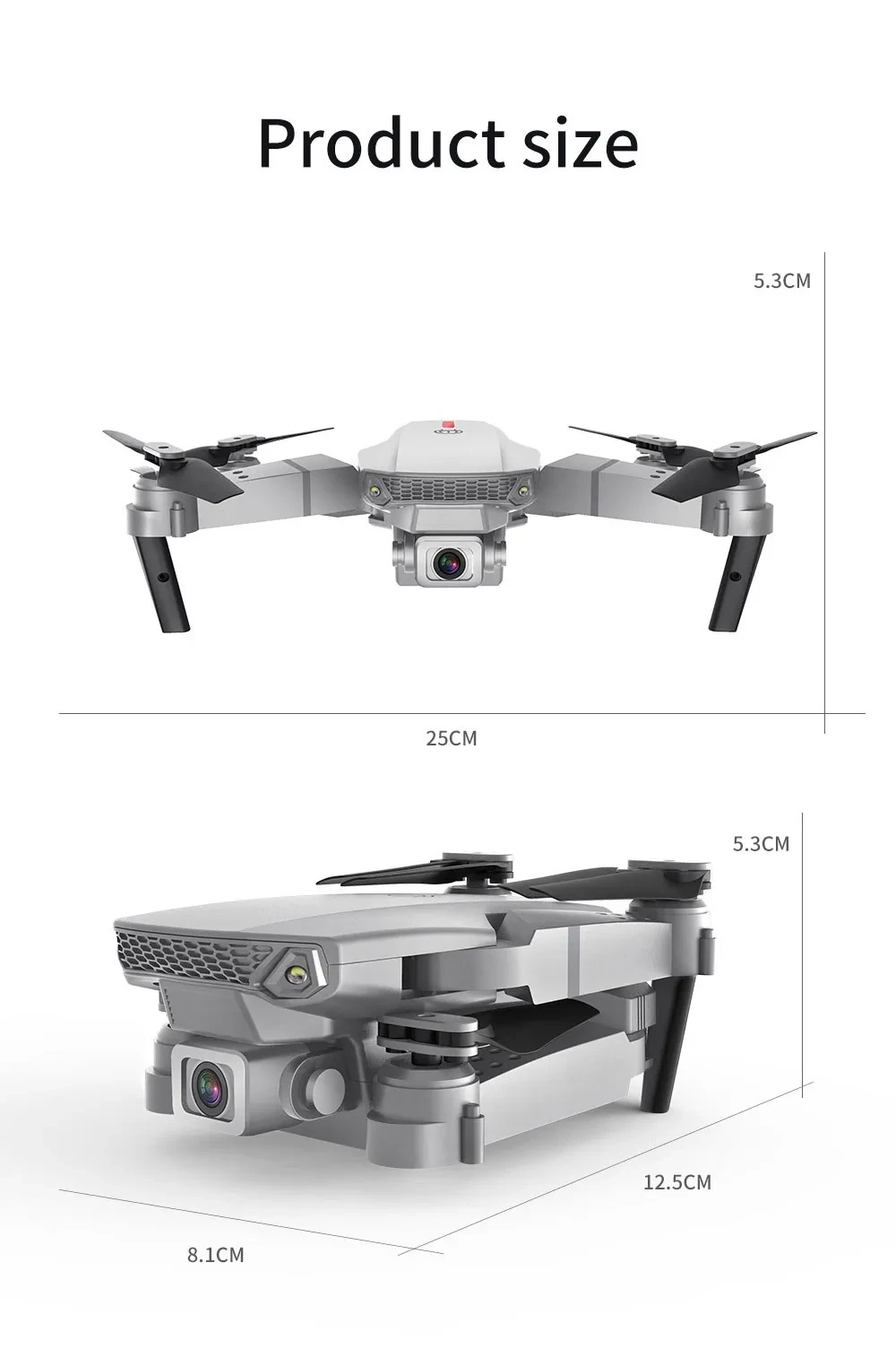 e88 toy drone product size