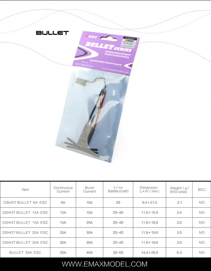 emax d shot bullet series 20a 2 4s blheli s specifications