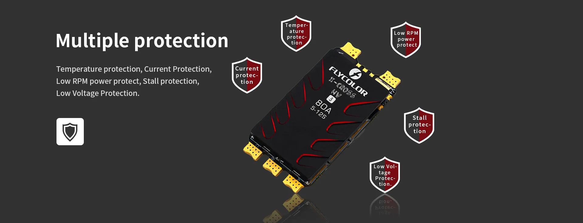flycolor x cross hv3 80a 5 12s blheli32 esc multiple protection