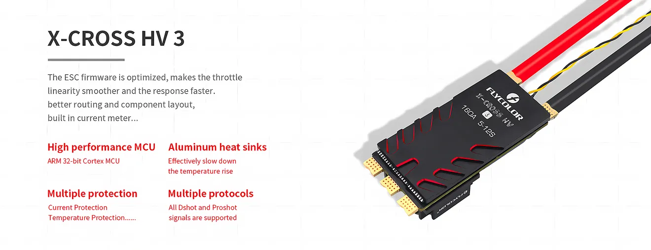 flycolor x cross hv3 esc aluminum heat pc