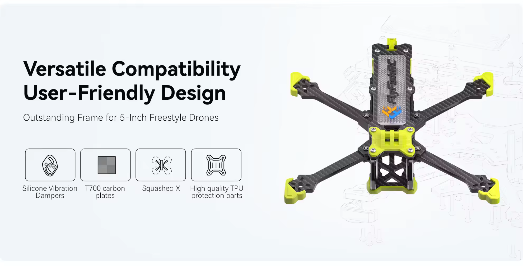 flyfishrc volador vx3.5 3.5inch freestyle yellow frame with versatile compatility p