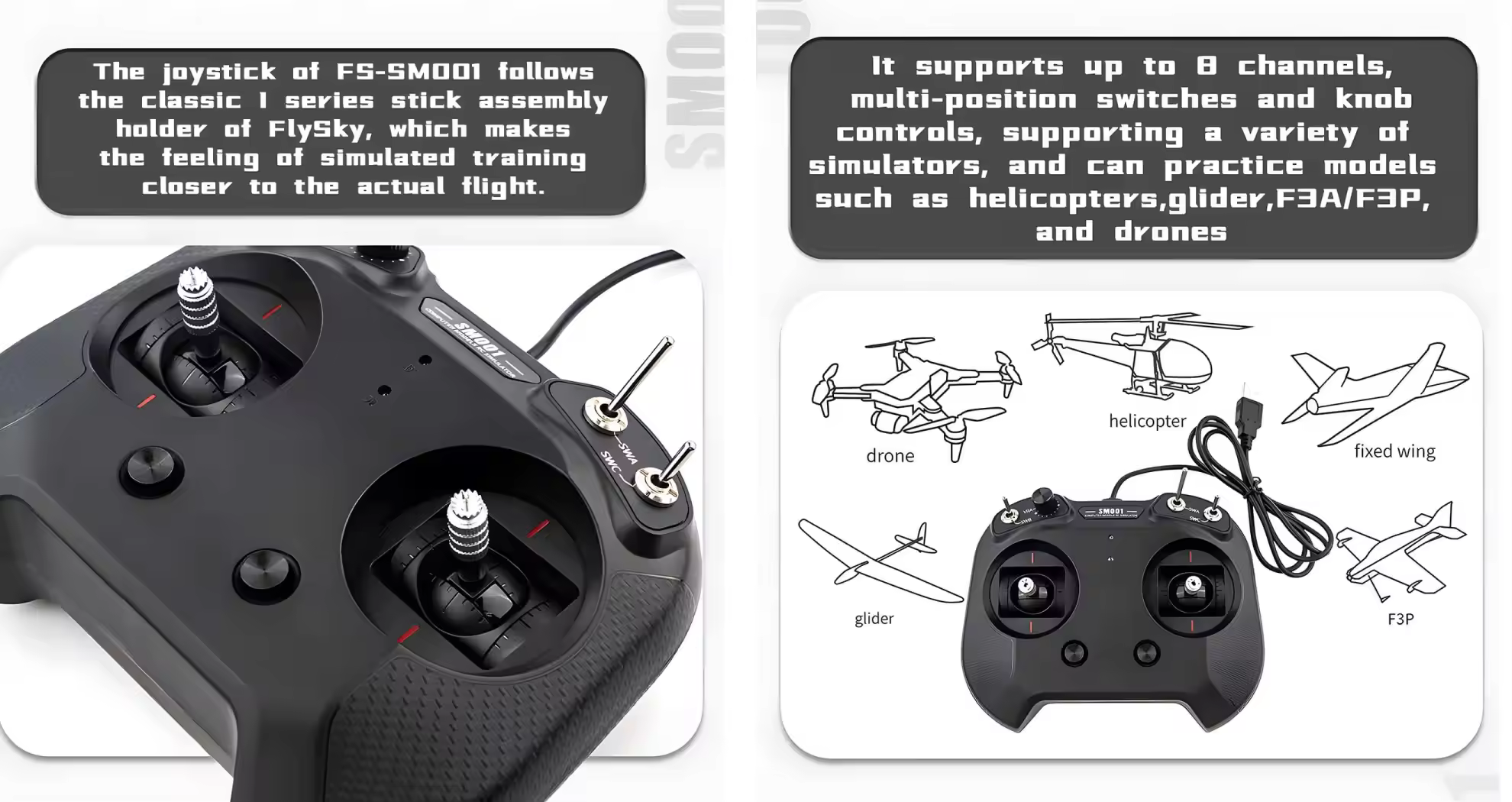 flysky fs sm001 6 8ch fpv drone simulator controller pc 2