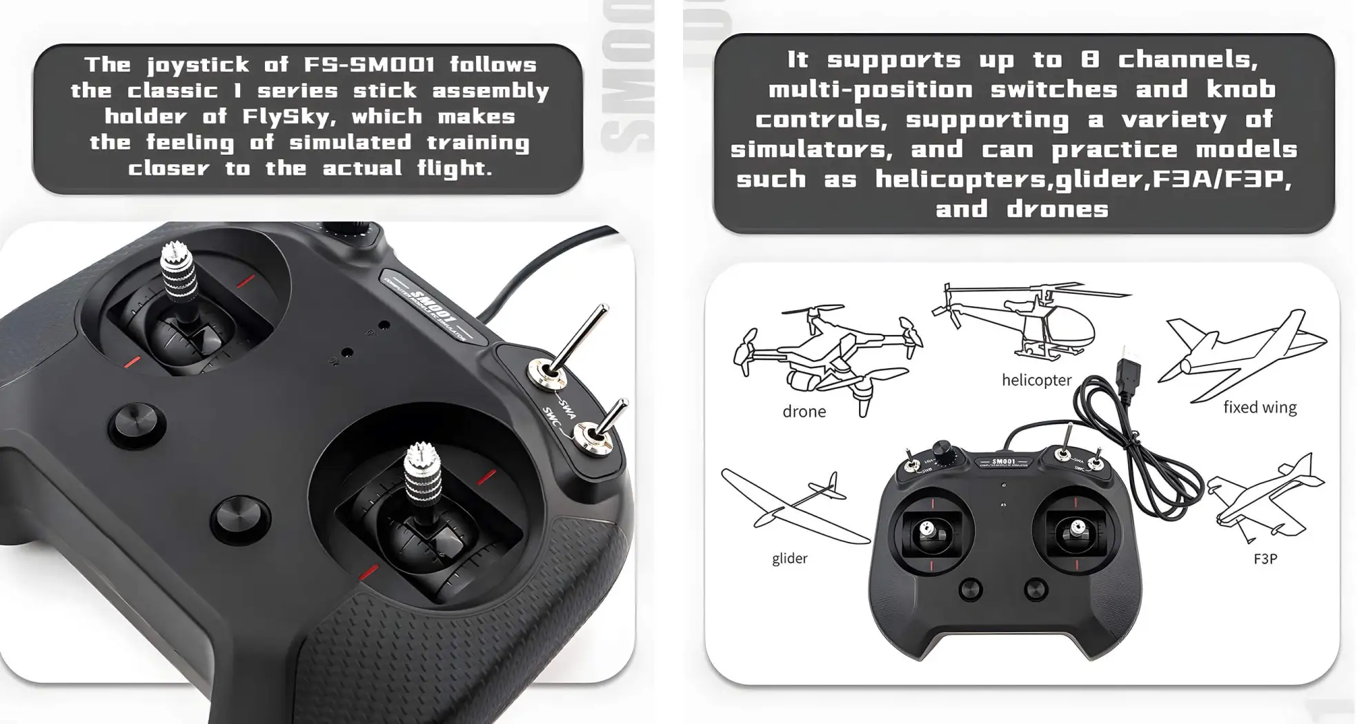 flysky fs sm001 6 8ch fpv drone simulator controller pc 2
