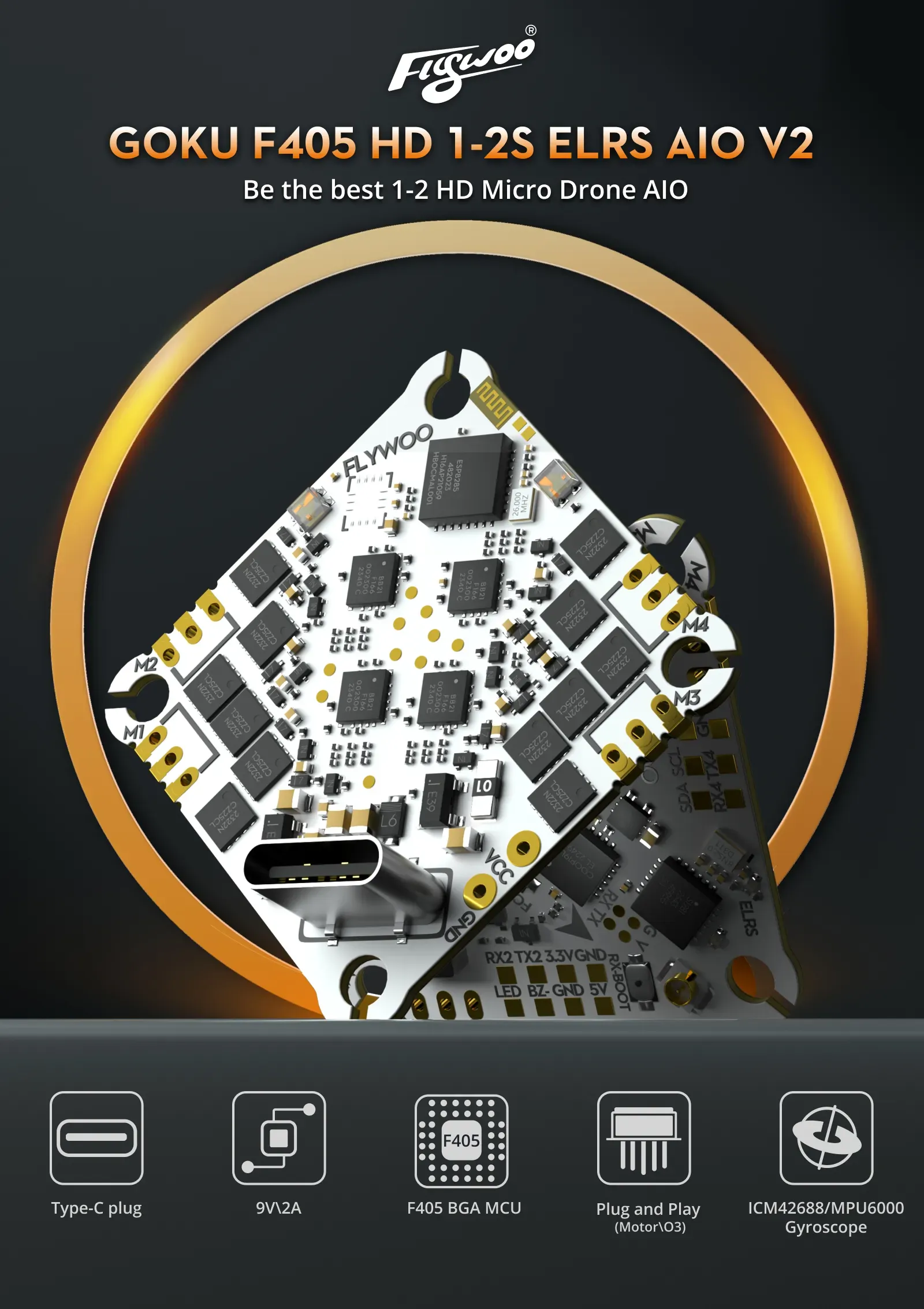 flywoo goku f405 hd 1 2s 12a elrs aio v2 features