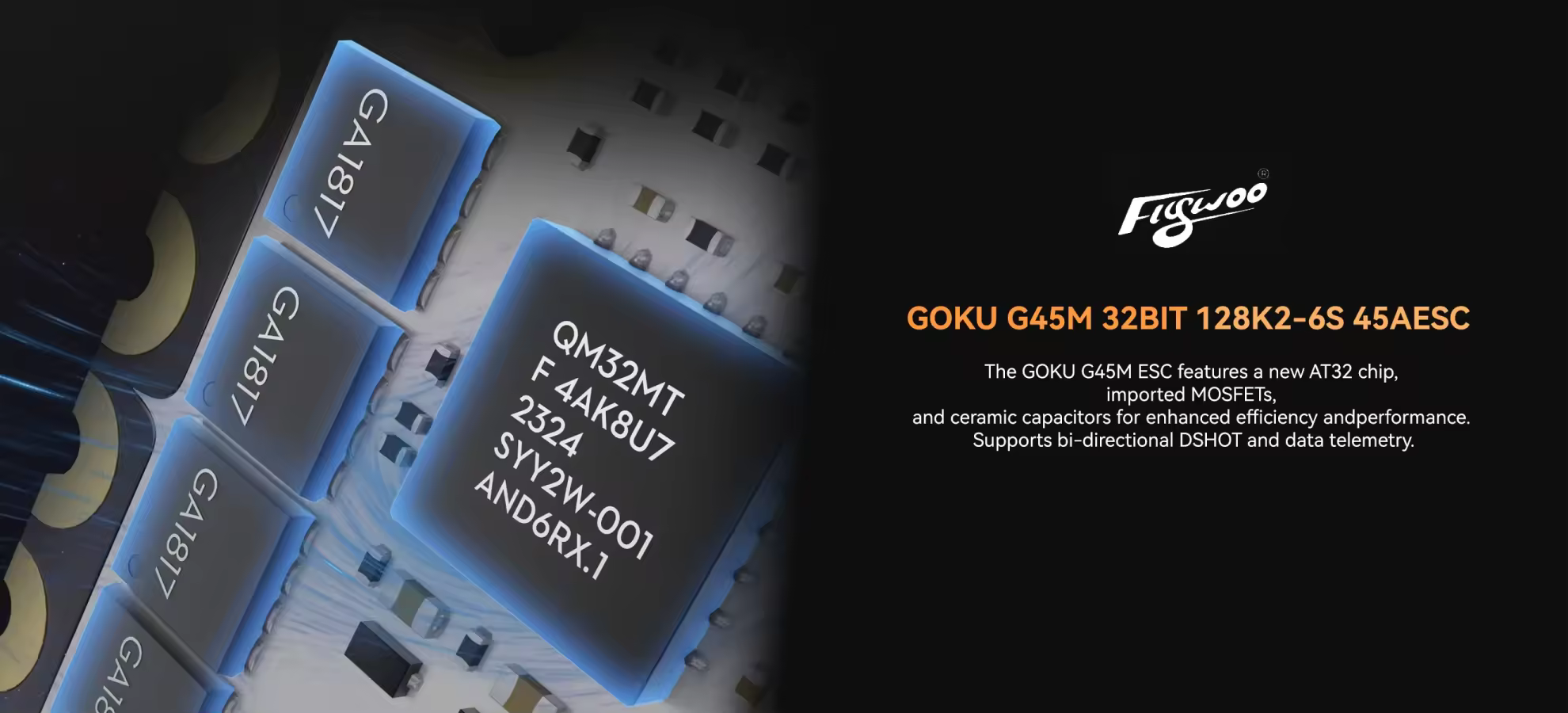 flywoo goku f722 pro mini v2 45a 32bit 128k 2 6s 45a esc
