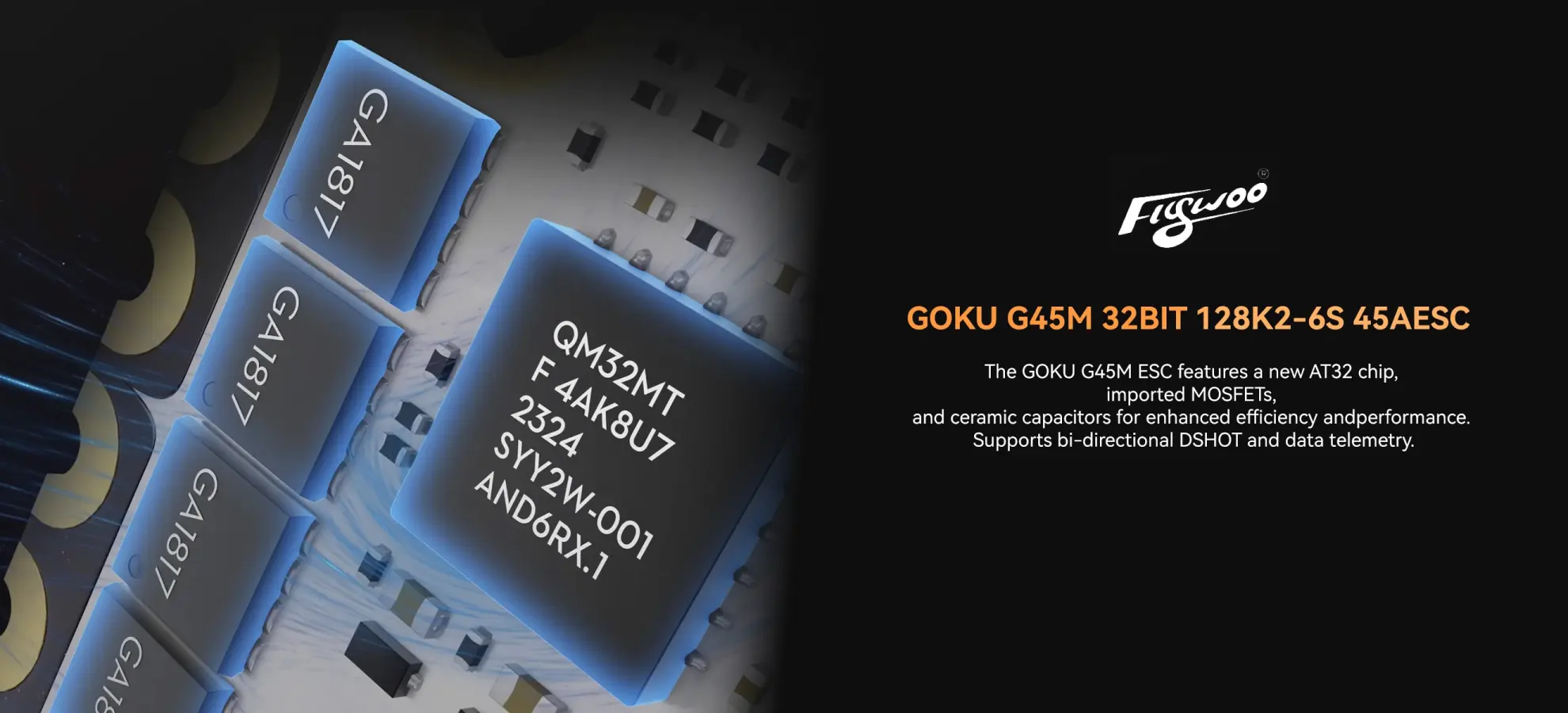 flywoo goku f722 pro mini v2 45a 32bit 128k 2 6s 45a esc