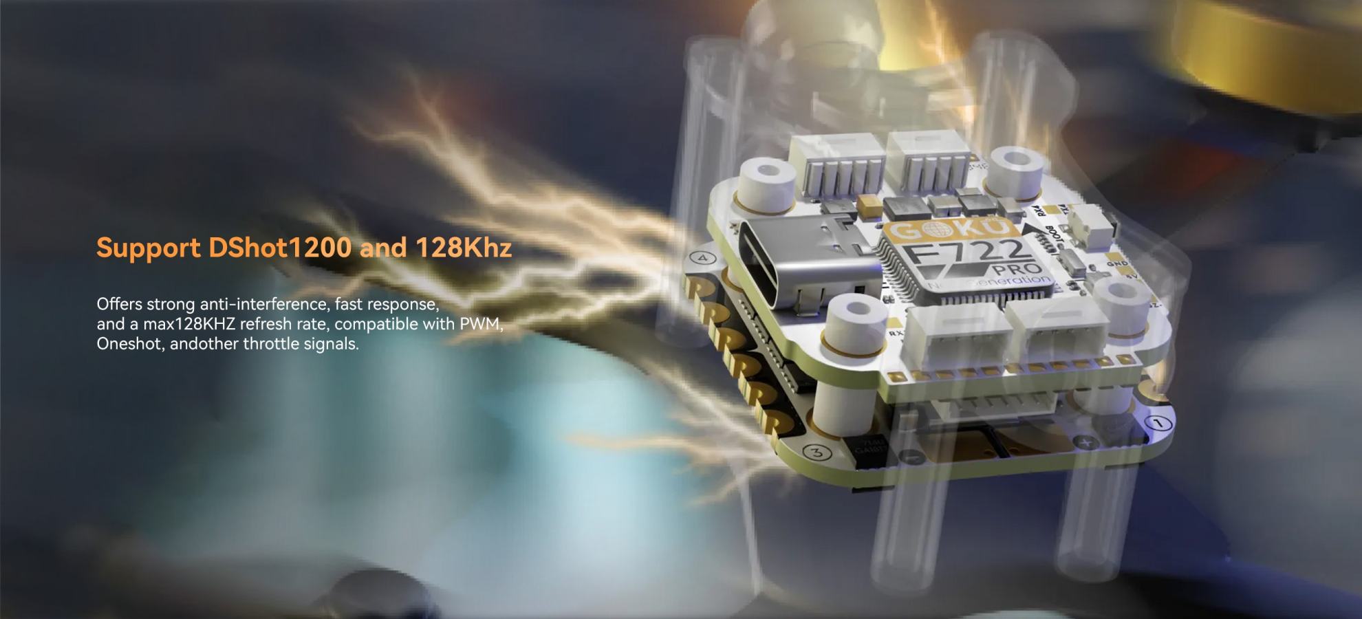 flywoo goku f722 pro mini v2 45a 32bit support dshot1200 and 128khz