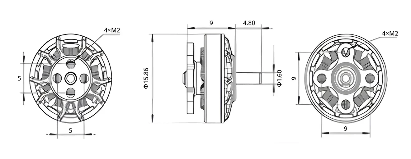 Flywoo ROBO 1202.5 11500KV FPV Motor Size Chart