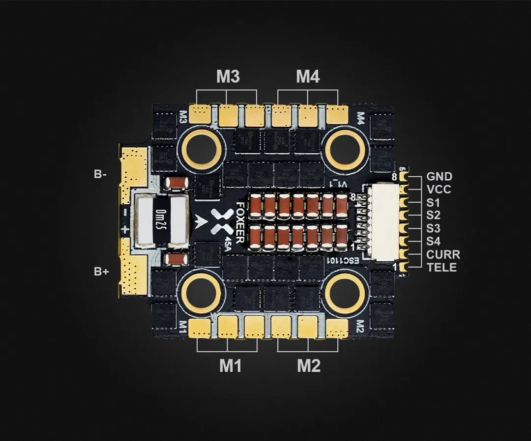 foxeer mini reaper 128k 45a bl32 4in1 esc detail