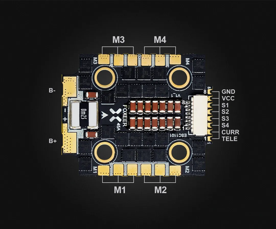 foxeer mini reaper 128k 45a bl32 4in1 esc detail