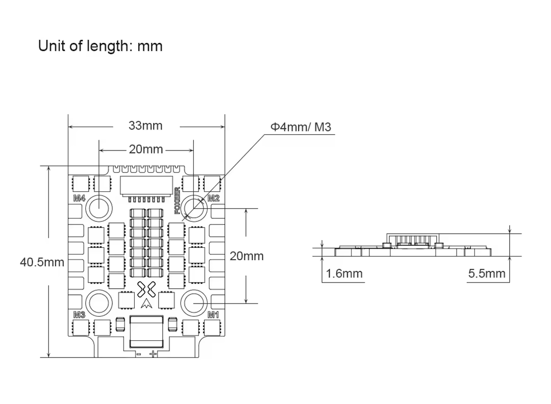 foxeer mini reaper 128k 45a bl32 4in1 esc size
