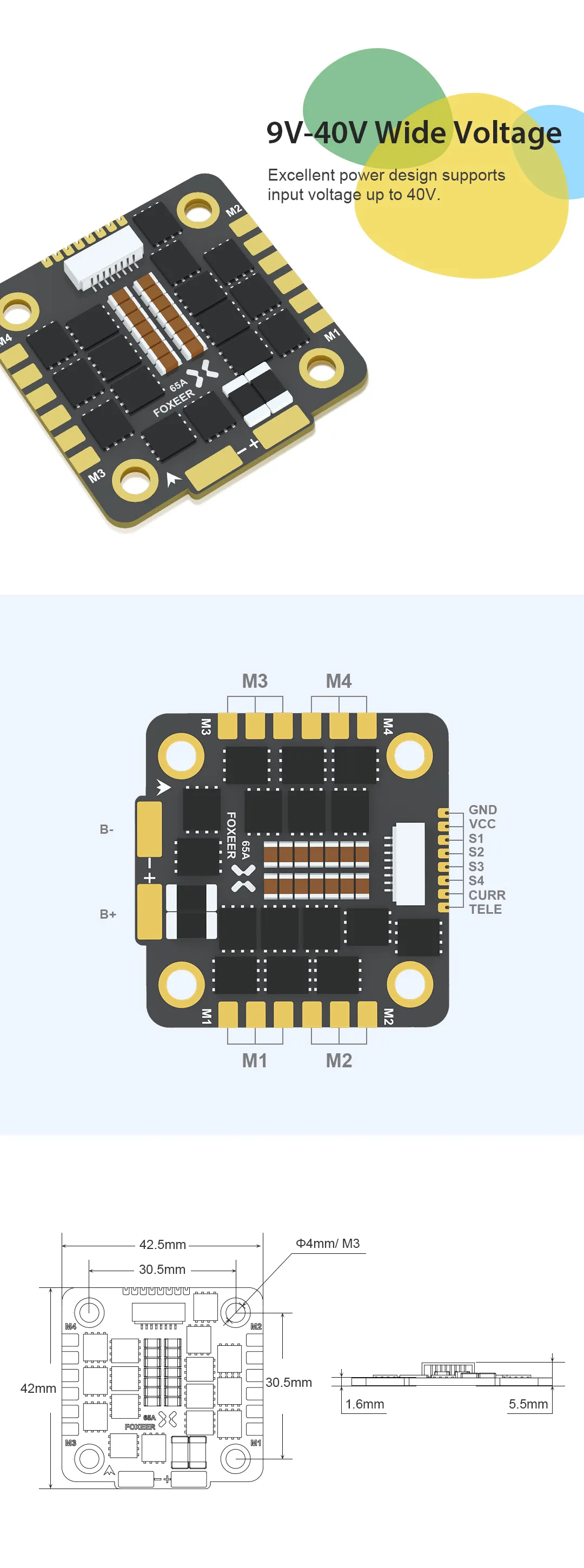 foxeer reaper f4 128k 65a bl32 4 in 1 esc 3 8s fpv drone functions