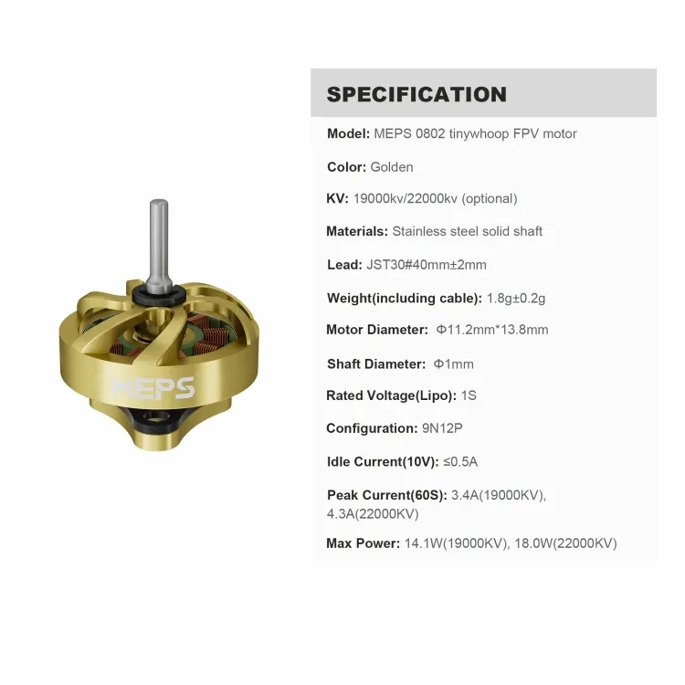 MEPS SZ0802 Micromotor for 65-75mm Tinywhoop 19000/22000KV