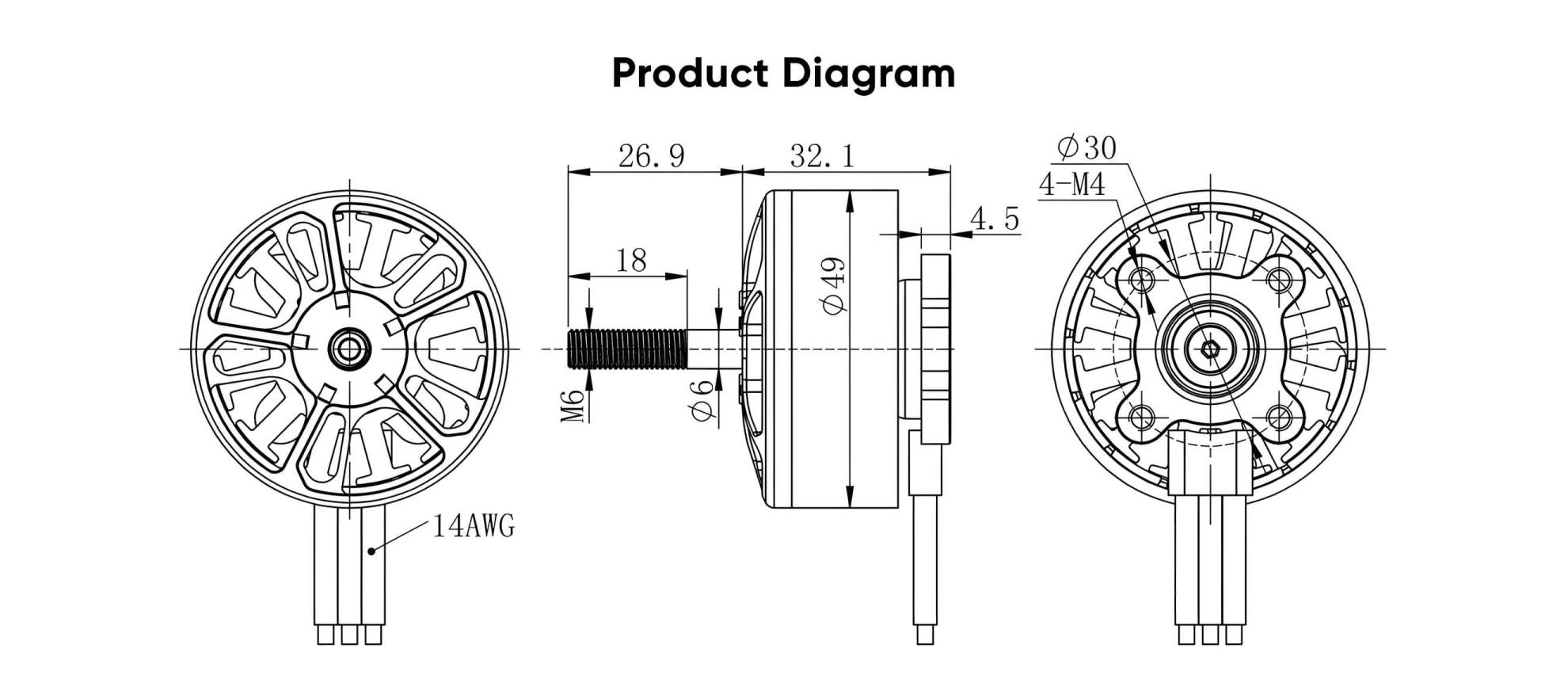 geprc em4214 660kv fpv motor diagram