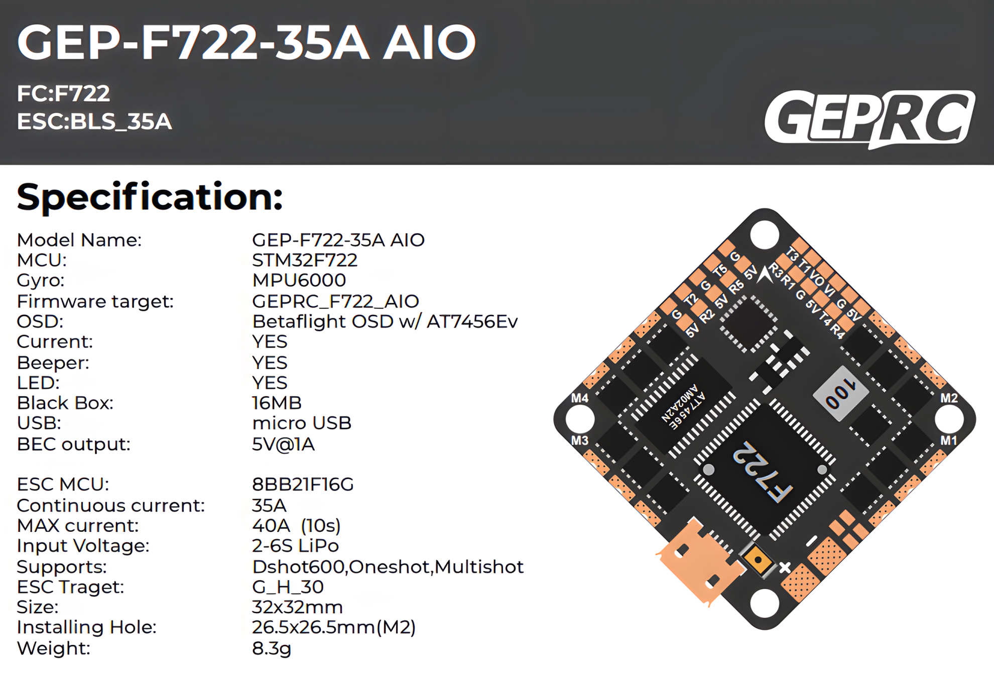 geprc gep f722 35a 2 6s aio for cinewhoop 1