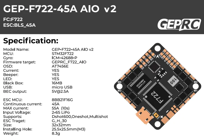 geprc gep f722 45a aio v2 specification