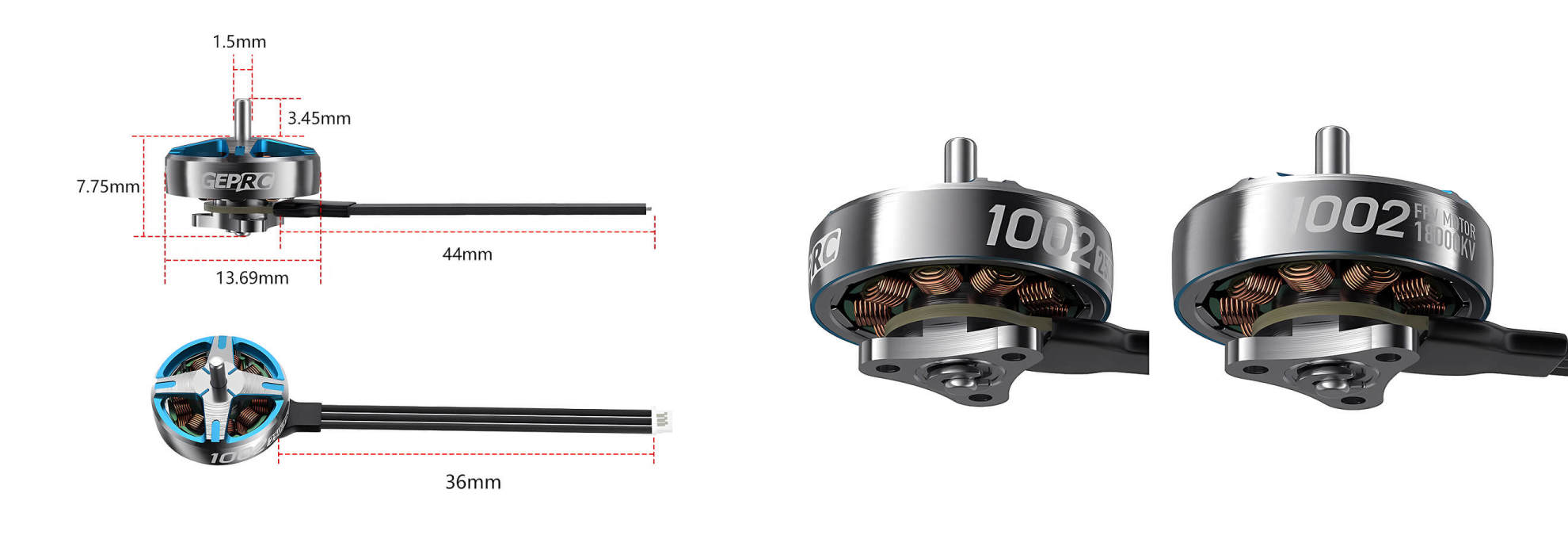 geprc speedx2 1002 25000kv 18000kv fpv drone motor pc 2
