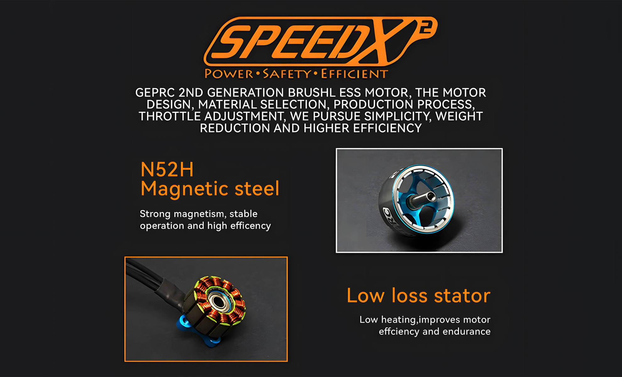 geprc speedx2 2107 5 motor 1960kv fpv drone inner part