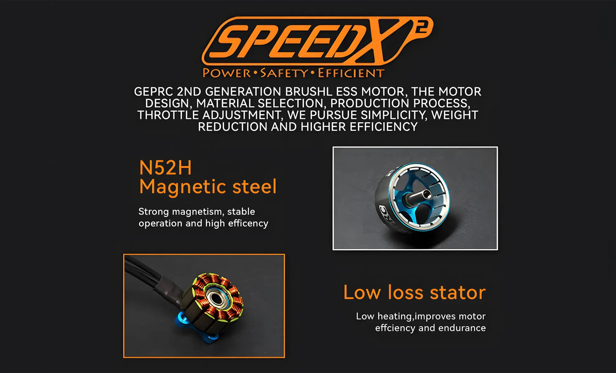 geprc speedx2 2107 5 motor 1960kv fpv drone inner part