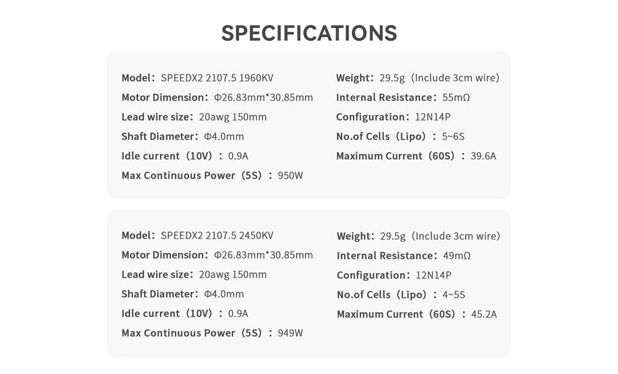 geprc speedx2 2107 5 motor 1960kv fpv drone specifications
