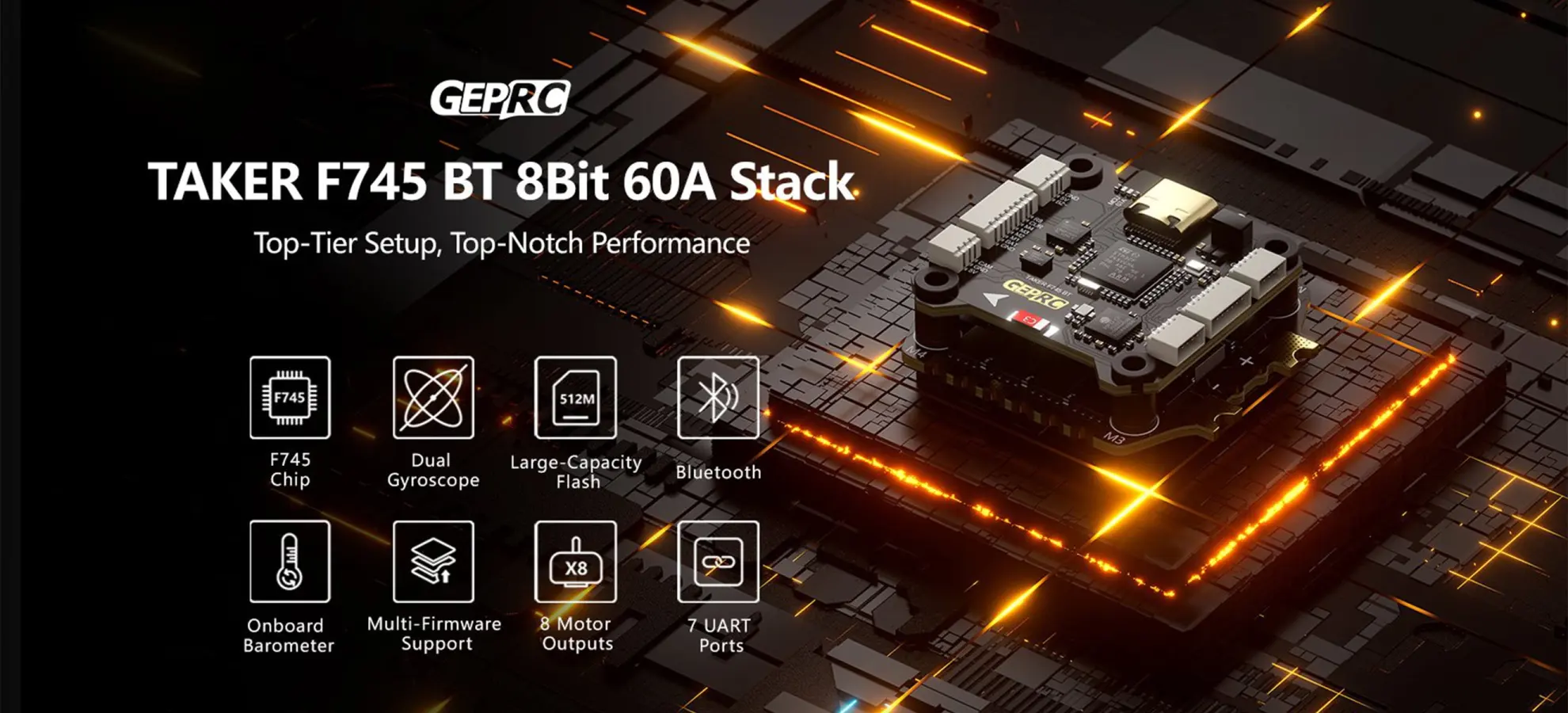 geprc taker f745 bt 8bit 60a stack show