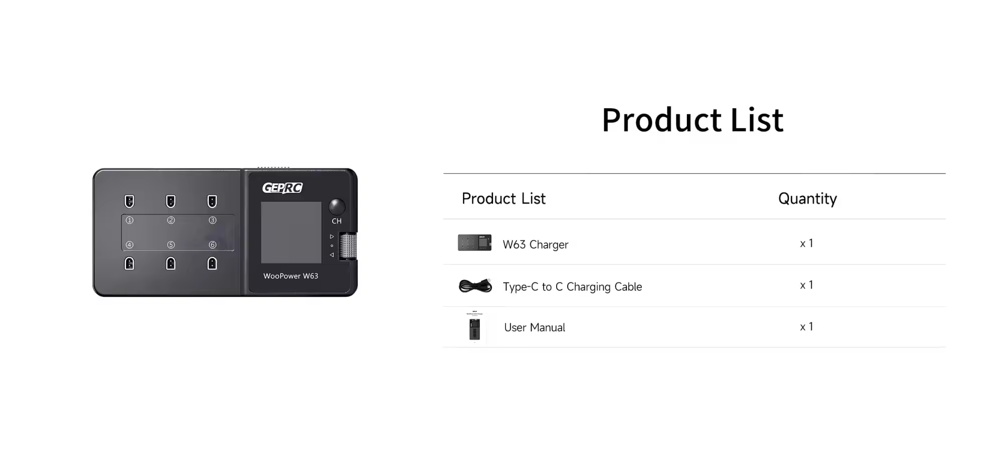 geprc woopower w63 1s charger 8