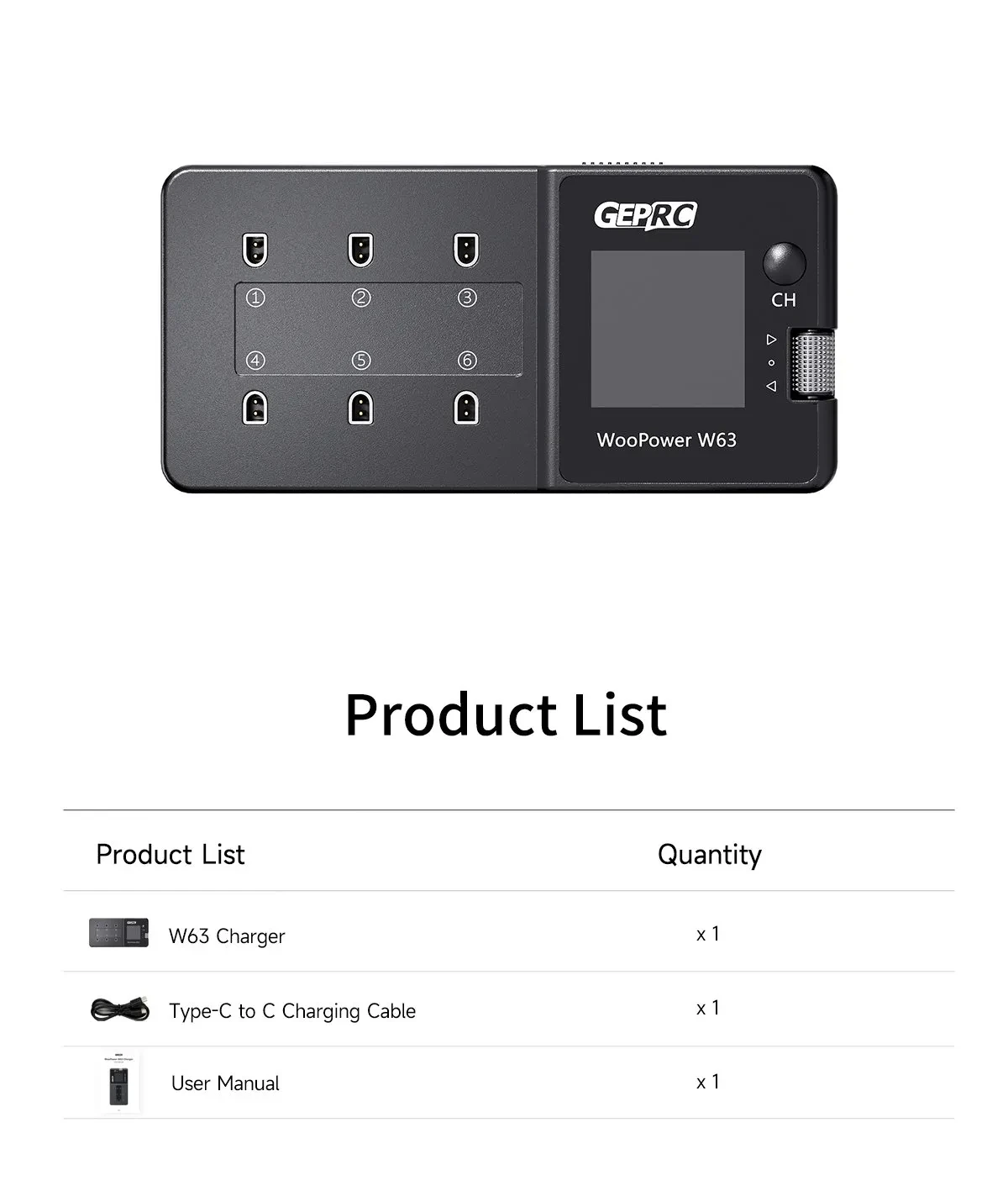 geprc woopower w63 1s charger product list