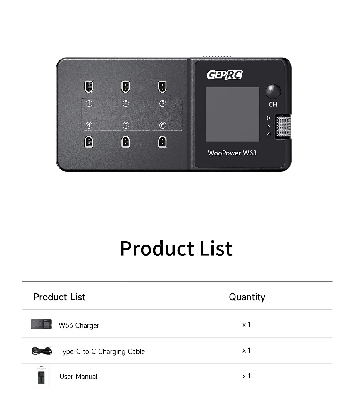 geprc woopower w63 1s charger product list