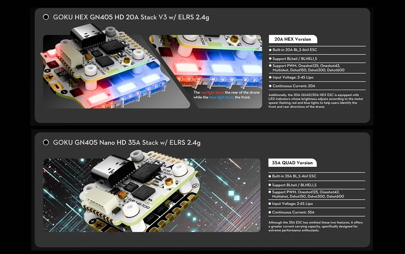 Flywoo GOKU GN405 NANO HD 20A Stack Quad & Hex Version