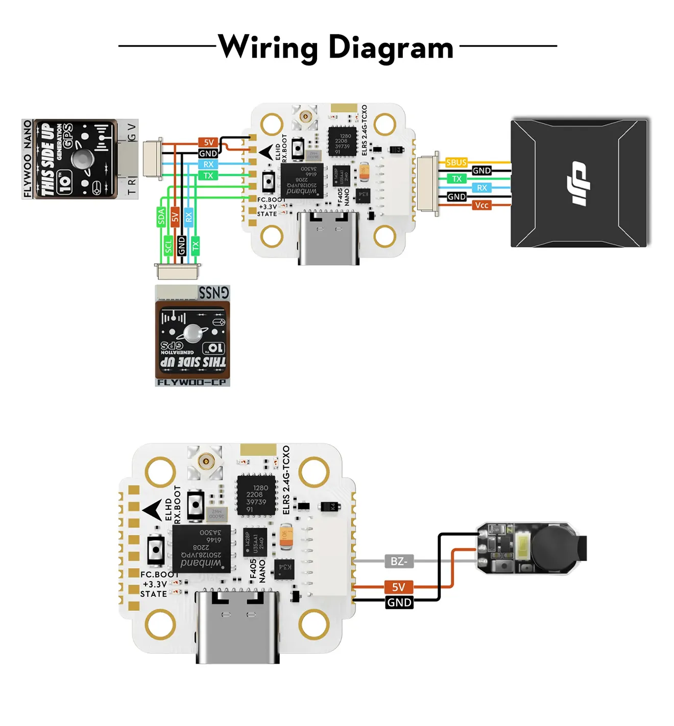 Flywoo GOKU GN405 NANO HD 20A Stack Wiring Diagram