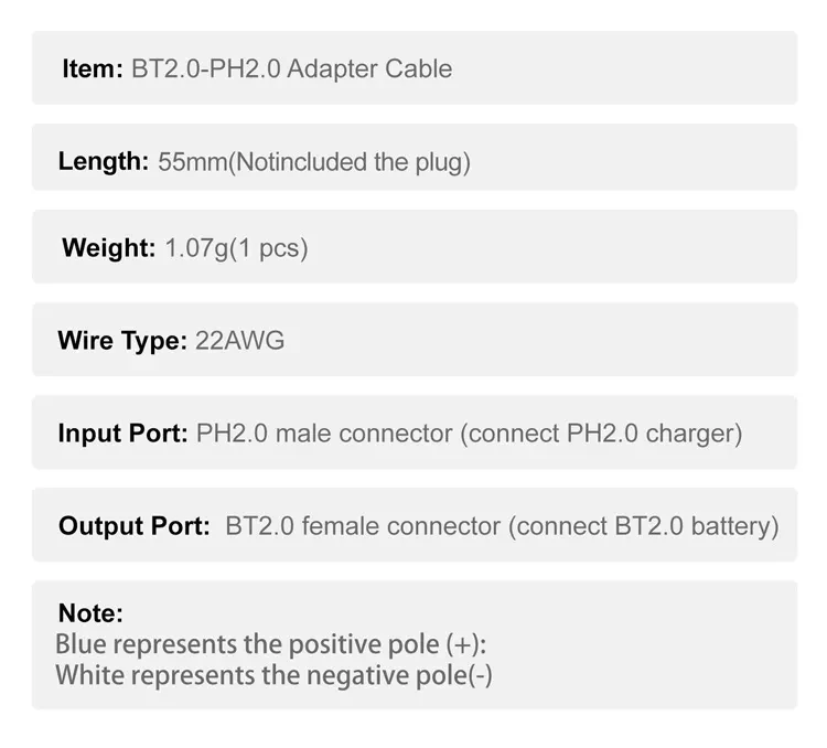h5-betafpv-bt2.0-connector-10pcs-spec betafpv bt2.0 connector 10pcs spec
