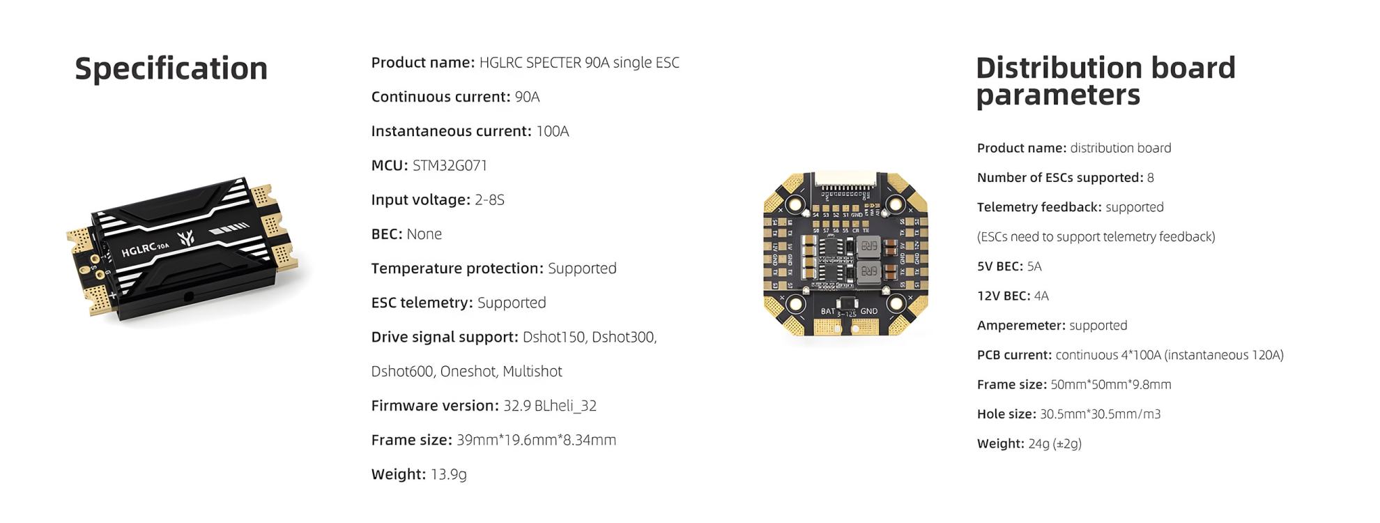 hglrc specter 90a single esc10