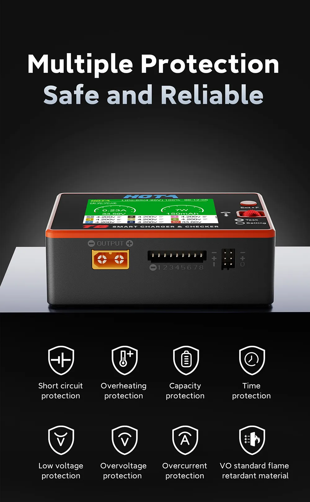 hota t8 650w 22a 1 8s charger multiple protection