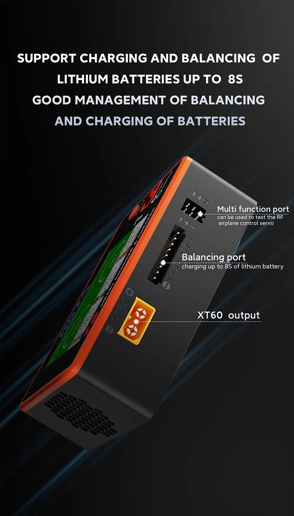 hota t8 650w 22a 1 8s charger support charging and balancing