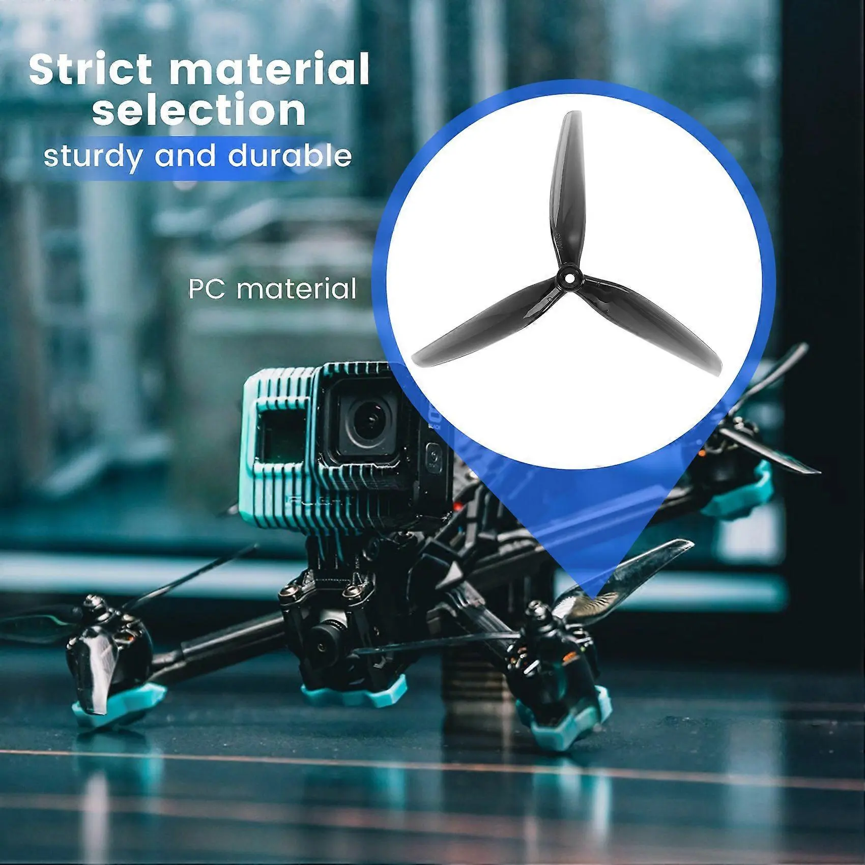 hqprop 7040 7x4x3 3 balde propeller installation show