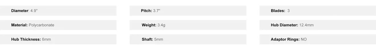 hqprop juicy j37 4.9x3.7x3 propeller spec